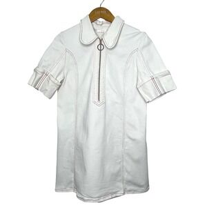 See by Chloe Denim Zipper Front Shift Dress Cream